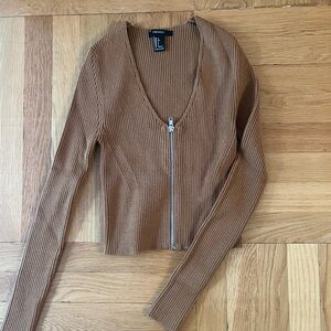 Forever 21 Tan Ribbed Cardigan